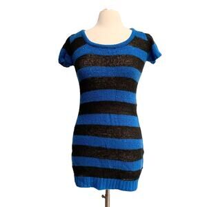 Striped Short Sleeve Knit Sweater Dress